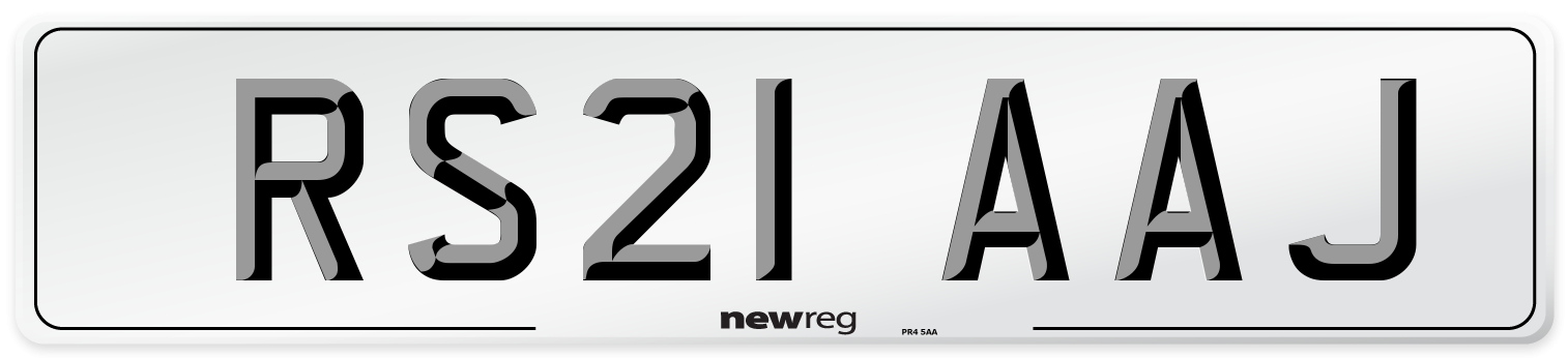 RS21 AAJ Number Plate from New Reg